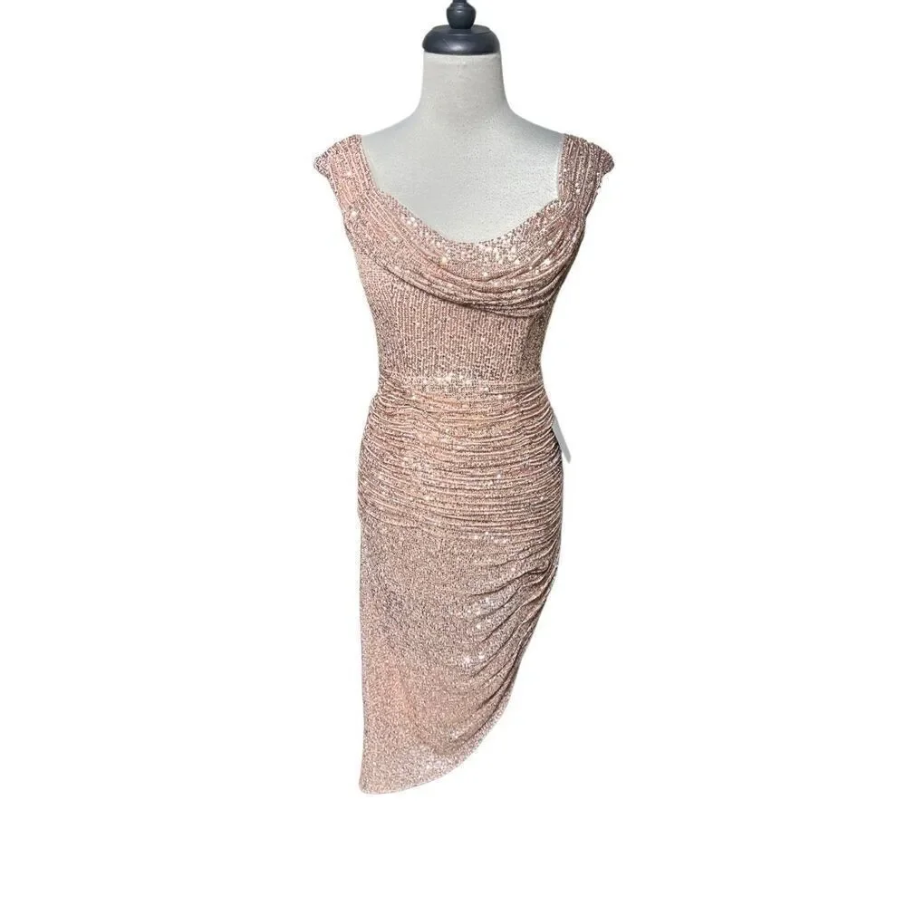 short sleeve sweater dress Isaac Mizrahi New York Women's Sequin Mock Neck Sweater Dress - Brown